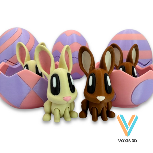 Easter Bunny Decorations – 3D Printed Brown & Beige Rabbits – Small or Large Sizes – Optional Easter Egg – Blob Lab Authorized Seller