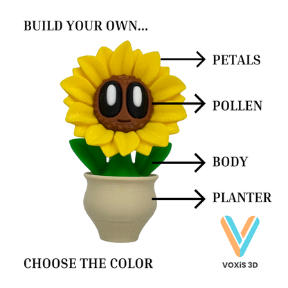 Blob Lab | Build Your Own 3D Printed Flower with Pot | Cute Desk Decor | Gift for Plant Lovers