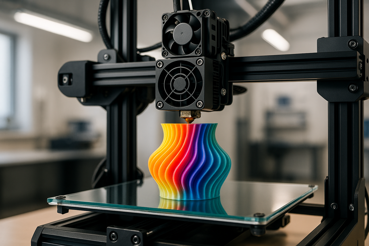 generate a an image of 3d print item made with 3d print machine in color 