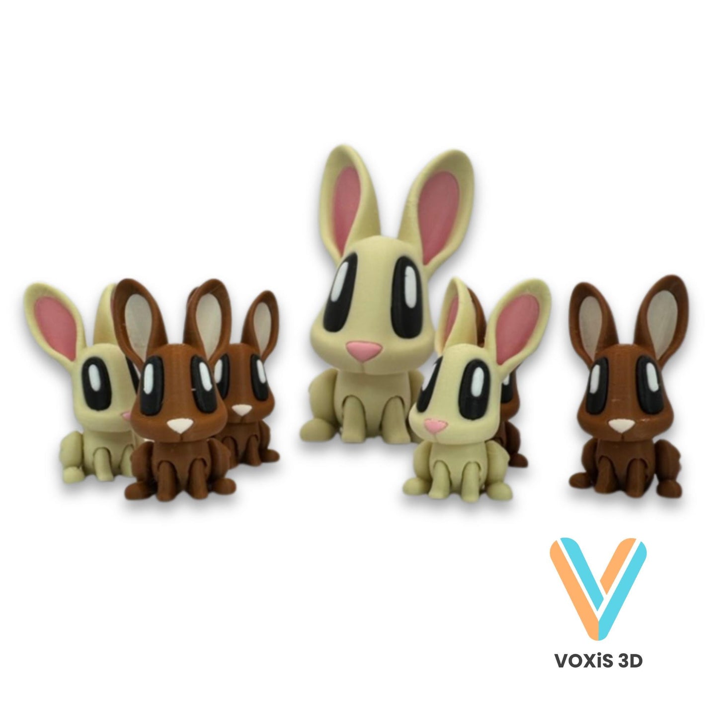 Easter Bunny Decorations – 3D Printed Brown & Beige Rabbits – Small or Large Sizes – Optional Easter Egg – Blob Lab Authorized Seller